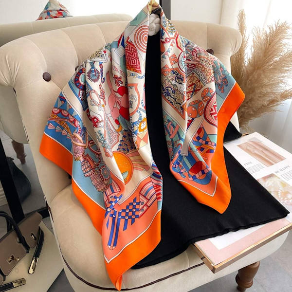 Strandsjal 90x90cm Sidenscarf 4 4 4