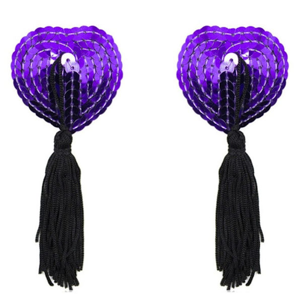 1 par hjerteformede bh brystvortebetræk LILLA&SORT purple&black
