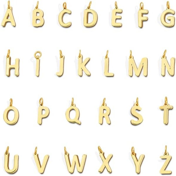 Guldfyldte A-Z Alfabet Bogstaver Startbogstaver Charms