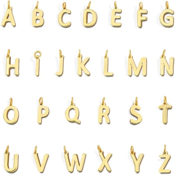 Gullfylte A-Z Alfabet Bokstaver Initial Letters Charms