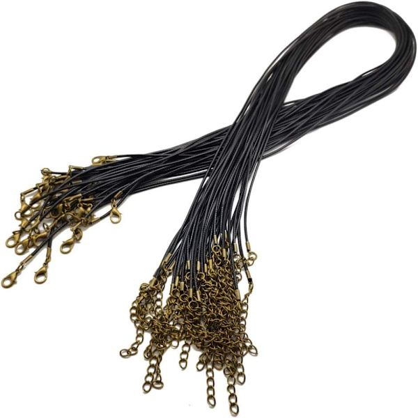 Bronsvaxrep Halsband Rep Svart läderrep