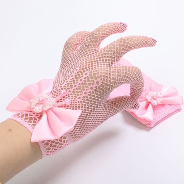 Børne Bryllupshandsker Blonde Mesh Handsker HVIDE White