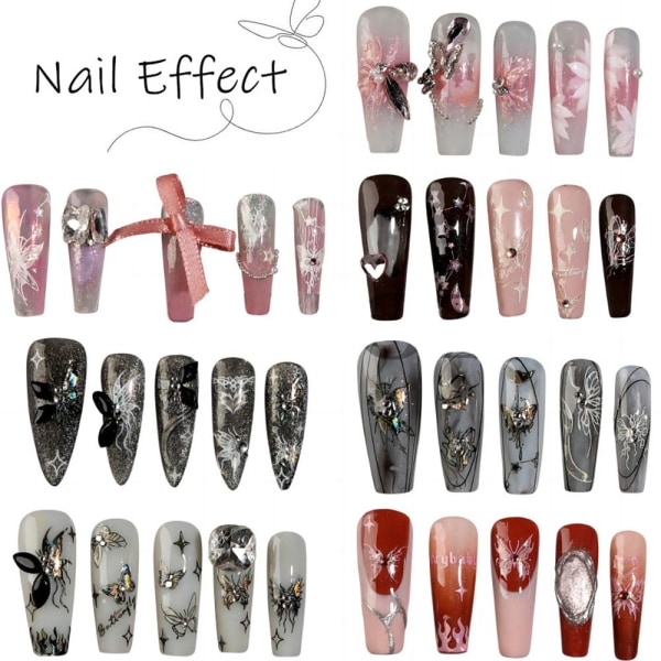 Butterfly Laser Nail Stickers Nail Art Decal F1003-ROSA F1003-Pink
