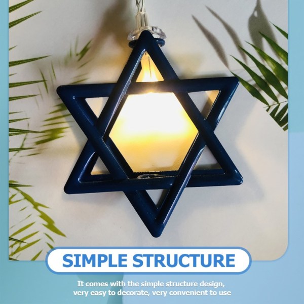 1,65M 10LED Hanukkah Ornament David Star String Lights Blue