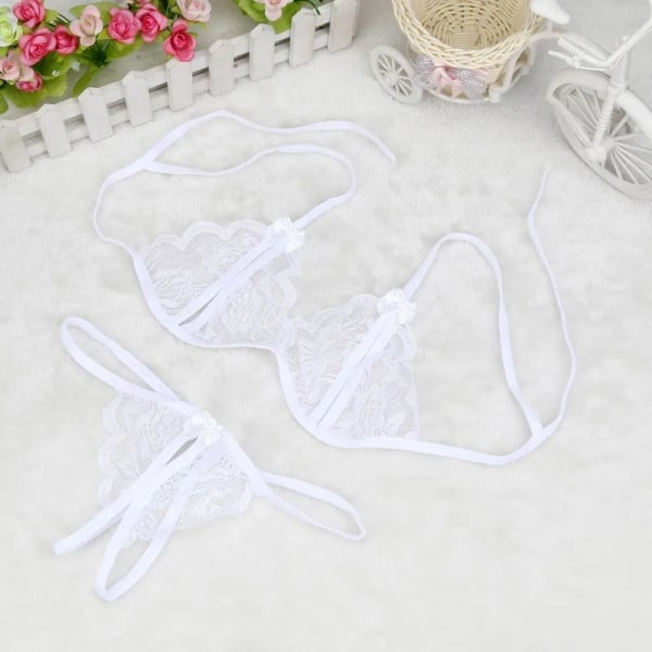 Alusvaatteet Täysi set avoin haara G-String VALKOINEN White