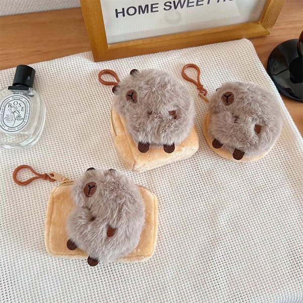 Tecknad Capybara Purse Plysch djurdocka nyckelring 3 3 3