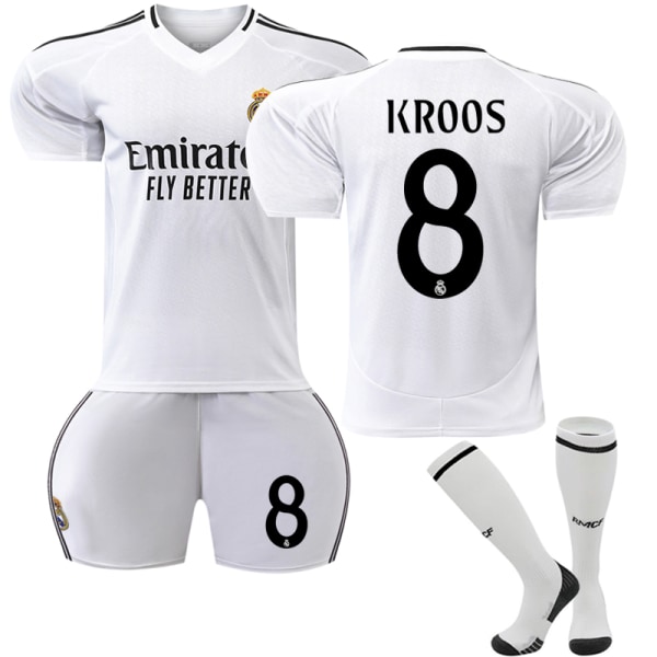 Real Madrid Hemma Barn Fotbollströja Kit 2024-2025 Nr 8 Kroos Adult M