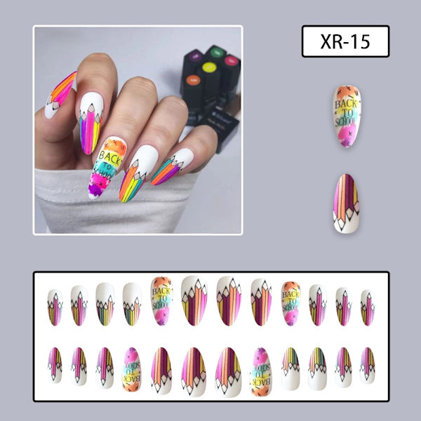 Almond False Nail French Fake Nails XR-15 XR-15 XR-15