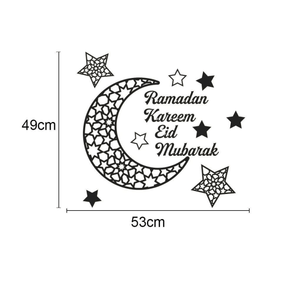 Ramadan Kareem -peiliseinätarrat Moon Star DIY Eid Mubarak Silver