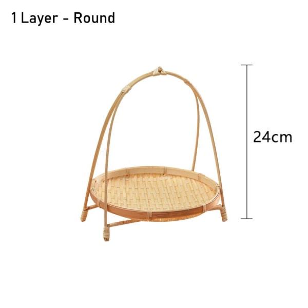 1st Bambu vävd korg förvaringskorg 1 LAGER - RUND 1 LAGER 1 Layer - Round