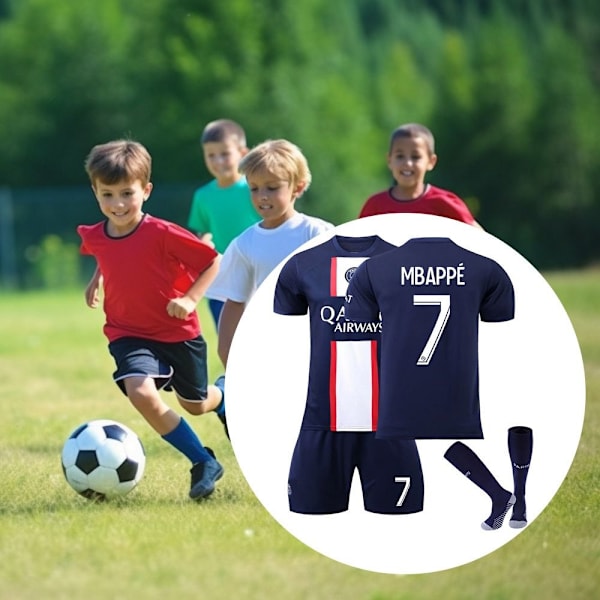 3-delt Fodboldtrøje Sæt Træningsuniform Nr. 7 Mbappe 16