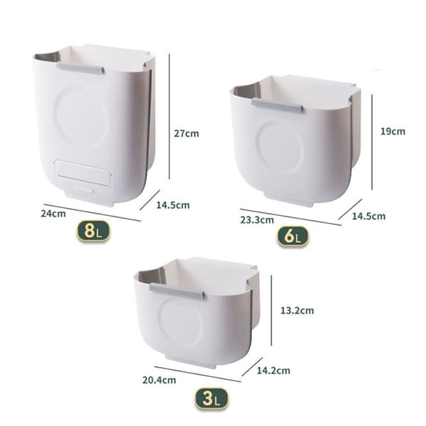 3/6/8L Hängande Vikbar Soptunna VIT S white S