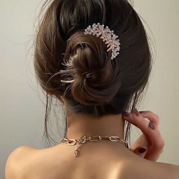 Rhinestone Hårklämma Blomma Hårkam VIT white