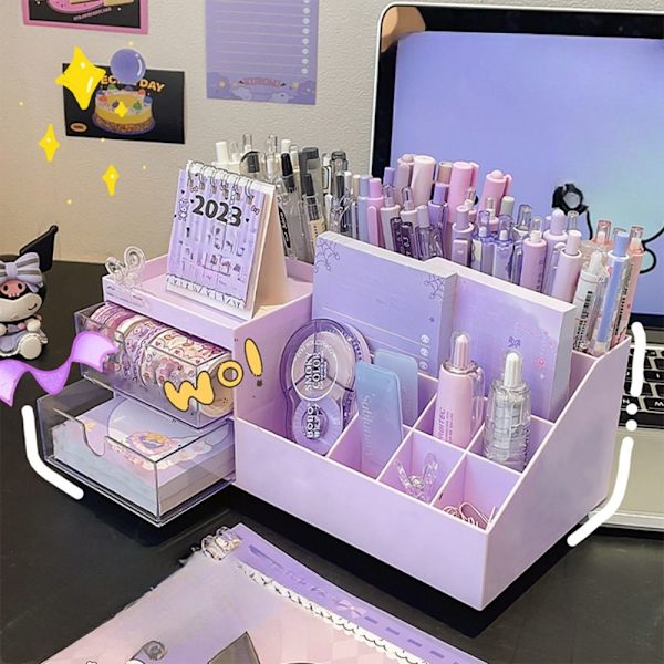 Desktop Organizer Opbevaringsboks til kontorartikler HVID White
