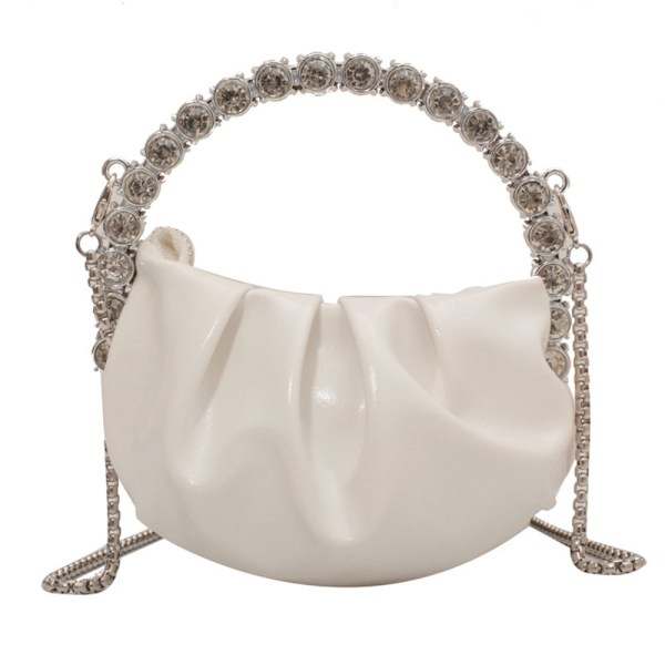 PU Läder Handväska Mini Crossbody Väska VIT White