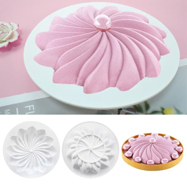 3D Rund Blomst Pagode Silikone Kageform Mousseforme