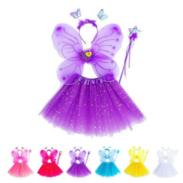 4st/ set Fairy Wing Kjol Princess Kostym Set LILA purple