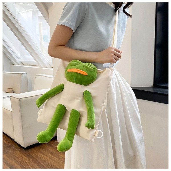 Tygväska med stor kapacitet Mode Sad Frog Plyschdocka green