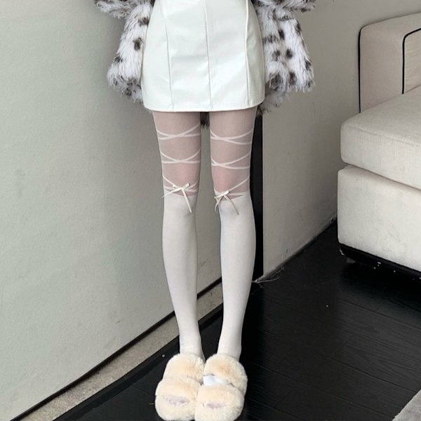 Nätstrumpor Långa Tights Strumpor VIT white