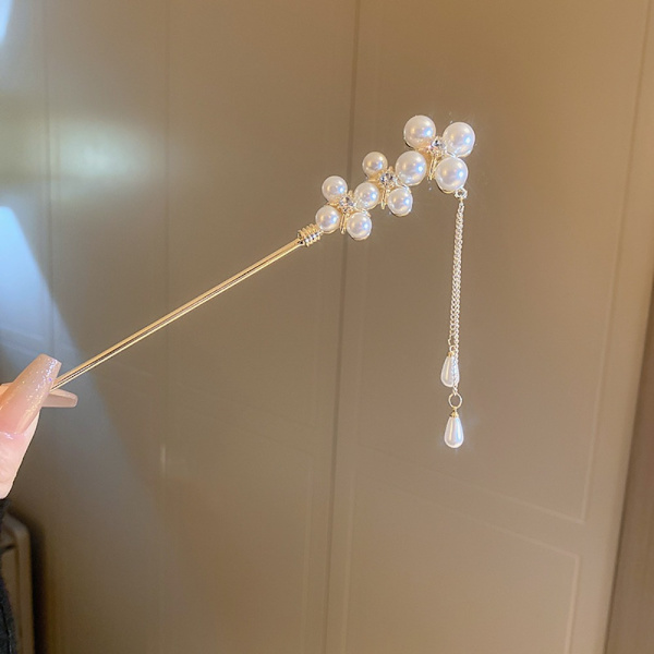 Hair Fork Pearl Päähineet Hius Chopsticks Cross Pearl Hairpin