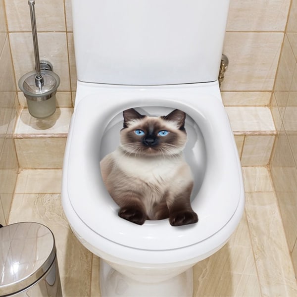 3D Cat Toilet Stickers Livlige dyredekaler 2 2 2