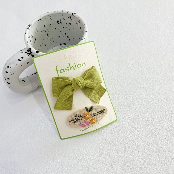 2 STK Little Girl Bowknot Hårspænder GRØN green