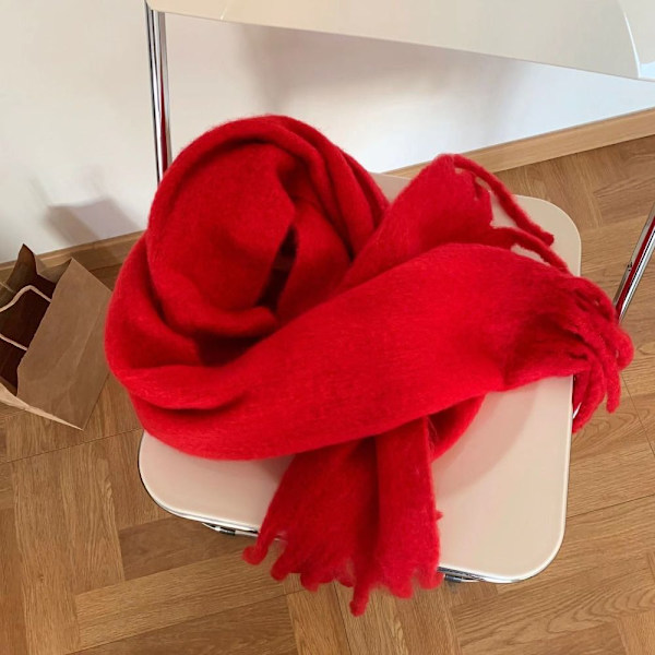 Vinter Cashmere Tørklæde Lange kvast Tørklæder RØD Red