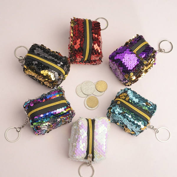 Sequined Coin Lommebok Glidelås Veske MULTICOLOR multicolor