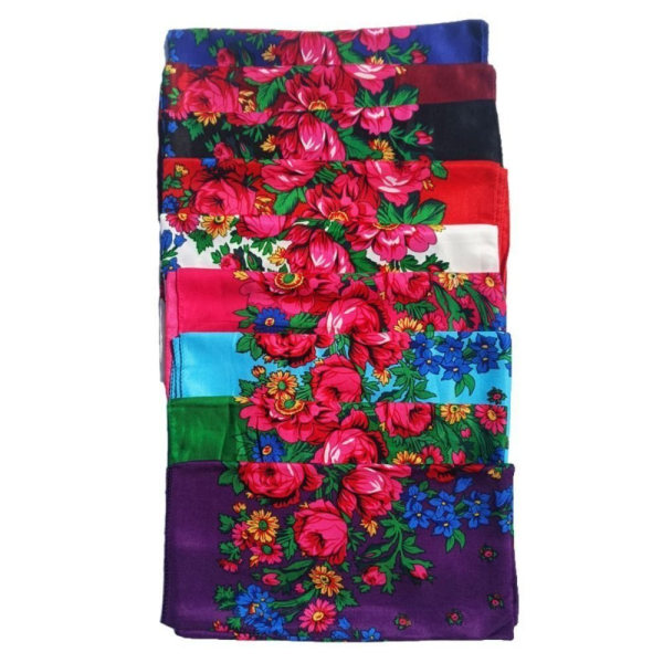 Rose Flower Print Head Huivi Twill Printed Huivi Huivi WINE RED Wine red