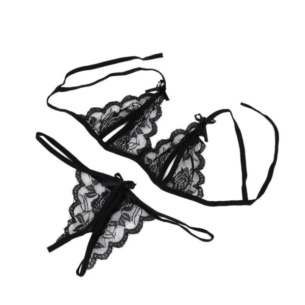 Underkläder Full Set Öppen gren G-String SVART Black