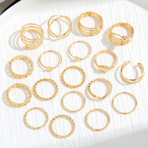 18st Ring Set Knuckle Ring GULD gold