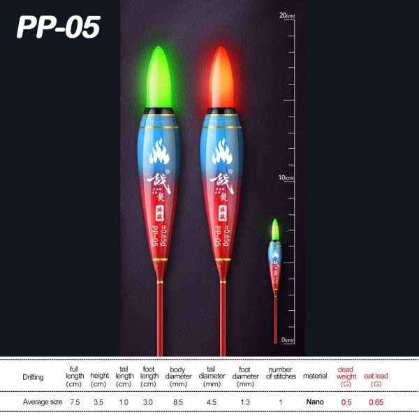 Elektronisk fiskeflotta Light Float GREEN LIGHT PP-05 PP-05 Green Light PP-05-PP-05