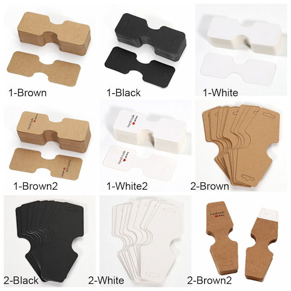 50ST Smyckesförpackningskort Displayhållare Kartong 1-VIT2 1-White2
