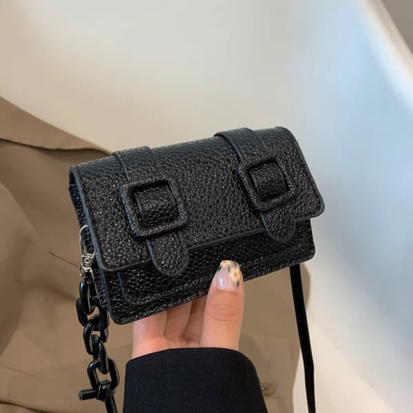 Lille Messenger Taske Kædepung SORT black
