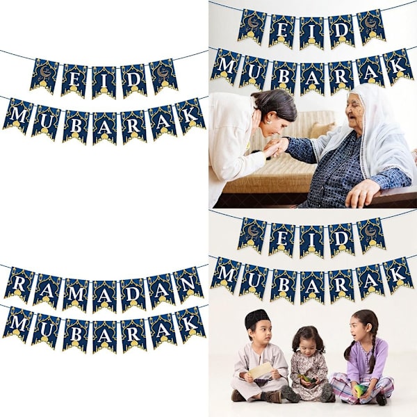 Hengende flaggbanner EID MUBARAK RAMADAN