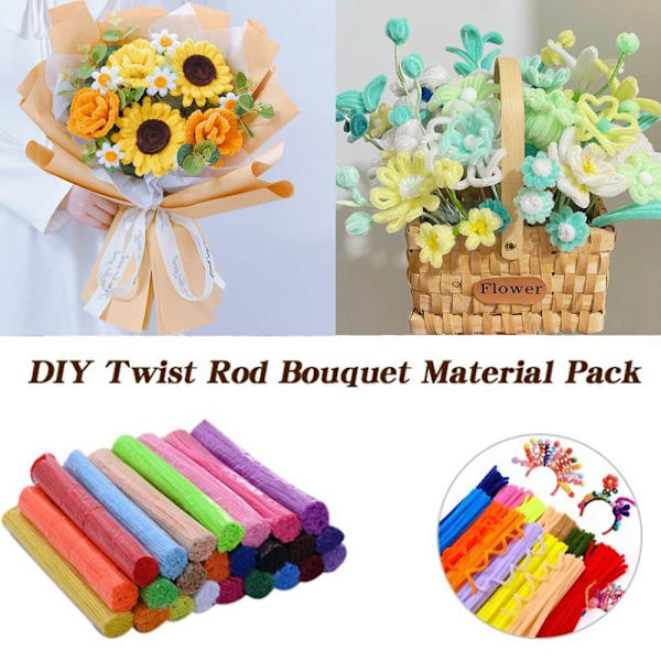 100 stycken/ Set Chenille Stems Twist Stick Plysch Strip LIGHT light blue