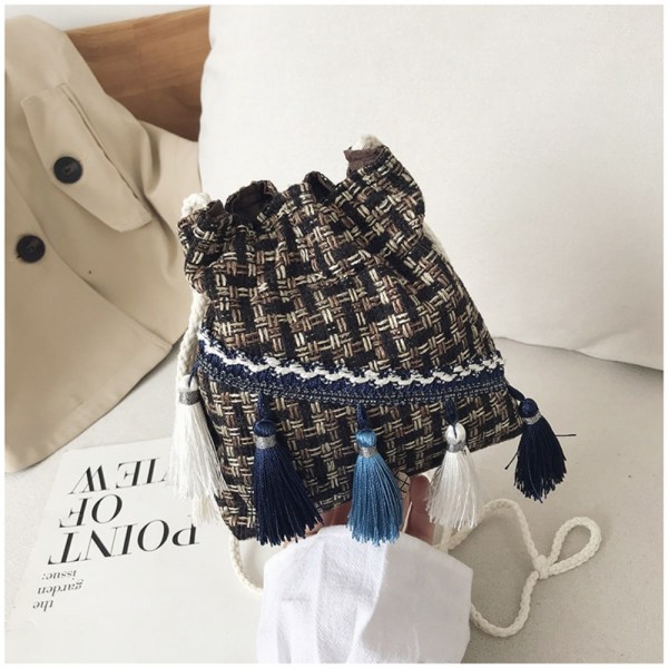 Etnisk stil Tassels Bag Allsidig Crossbody Bag BLÅ Blue