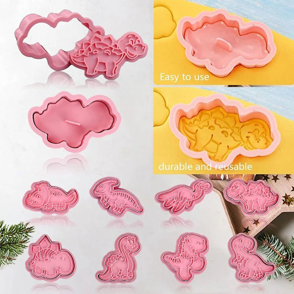 8 stk/sett Cookie Cutters Trykkbar kjeksform Stempel DIY Baking