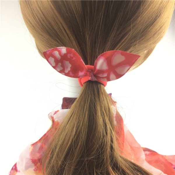 1/10 STK Elastiske hårbånd Bunny Ears Hårreb 10 STK-FARVE 10Pcs-Color Random