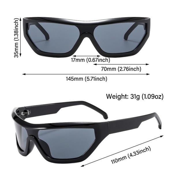 Wrap Around Aurinkolasit Naisten aurinkolasit MUSTA-HARMAA MUSTA-HARMAA Black-Gray