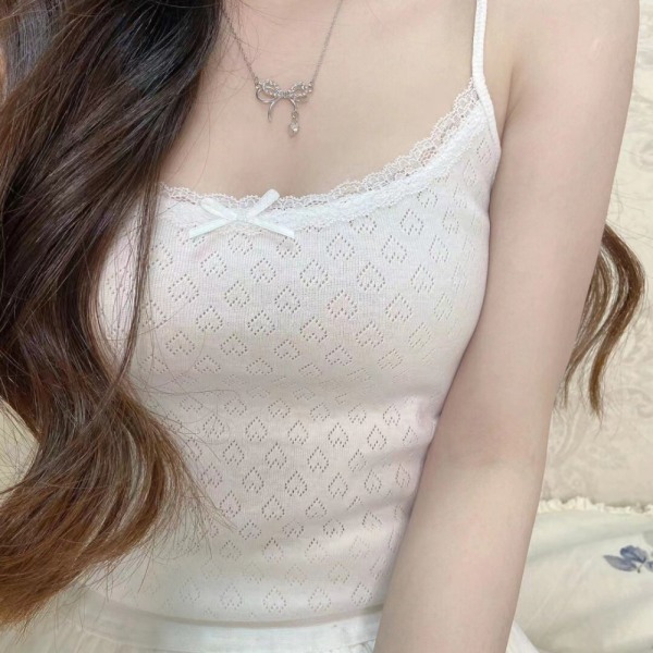 White Lace Camisole Chic Cropped Tops L L