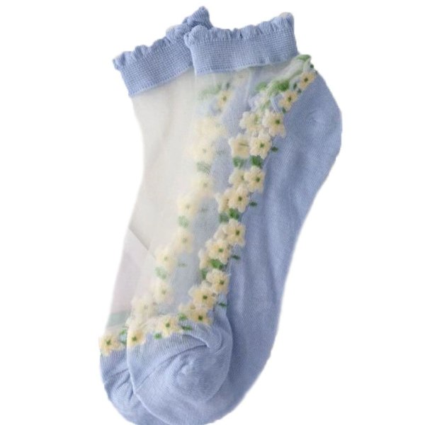 Crystal Glass Silk Socks Lastic Socks SININEN Blue
