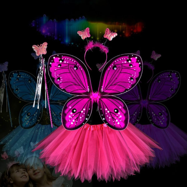 Barn Kostym rekvisita Butterfly Wings set ROSA 3ST/ SET Pink 3Pcs/set-3Pcs/set