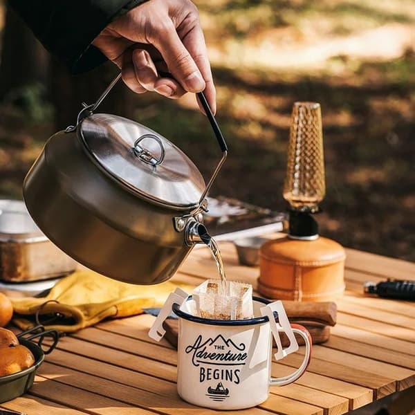 Camping-keitin, keittolevykeitin, hopeanvärinen Silver