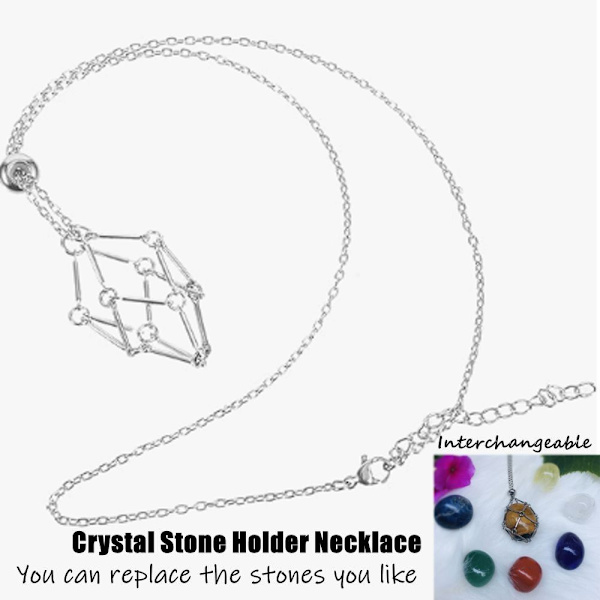 Krystallholder Cage Halskjede Krystall Net Metal Halskjede 3 3 3