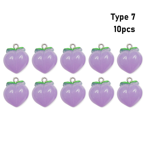 10 stk Peach Flat Resin Charms Pendant Peach Charms Frugt 7