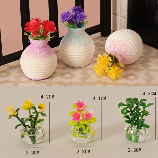 Dukkehus Miniatyr plastsimuleringsvase 3 3 3
