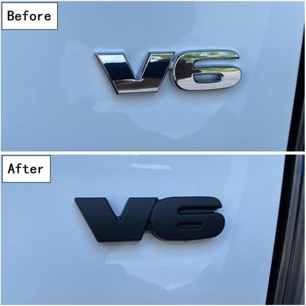 2 STK V6 Blackout Emblem Badge Bil klistremerke dekaler Bilskjerm