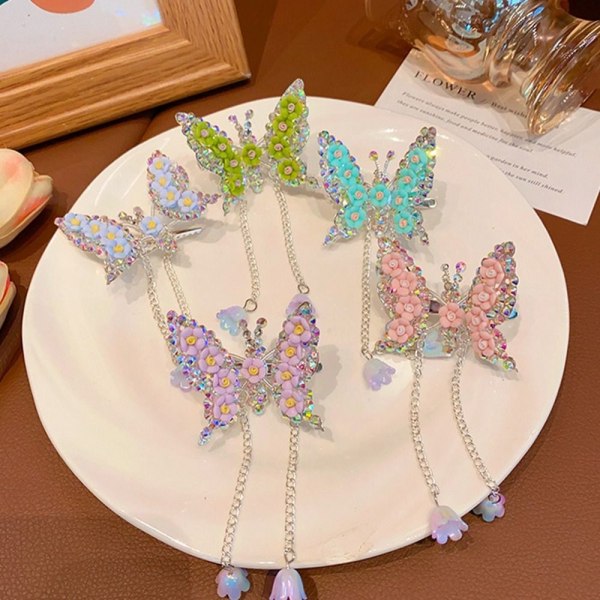 Rhinestone Butterfly Hårnål Butterfly Bangs Side Clip FARVE 10 Color 10