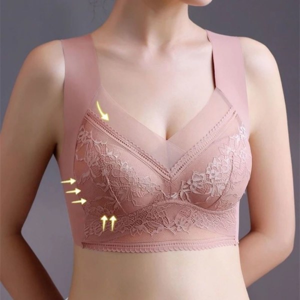 Sexy Lace Bras Perspective Full Cup Alusvaatteet PINK 4XL pink 4XL